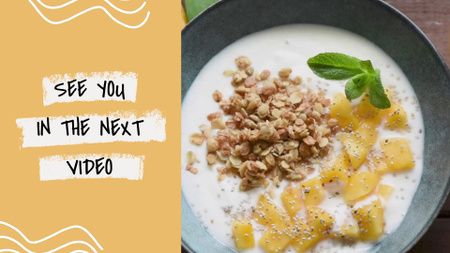 Food Vlog With Yogurt And Fruit Breakfast YouTube outro Design Template