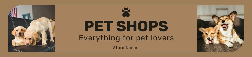 Pet Shop Ad with Funny Dogs Ebay Store Billboard Πρότυπο σχεδίασης