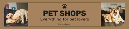Pet Shop Ad with Funny Dogs Ebay Store Billboard Design Template
