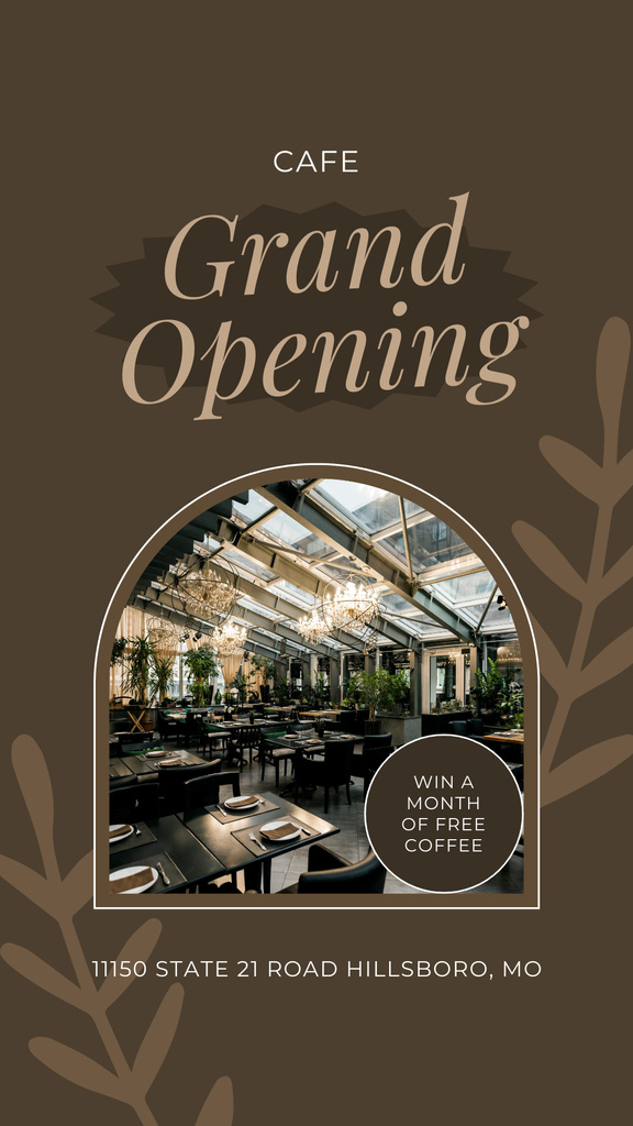 Grand Opening of Cafe with Stylish Interior Instagram Story Πρότυπο σχεδίασης