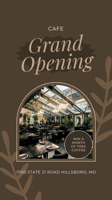 Grand Opening of Cafe with Stylish Interior Instagram Story Tasarım Şablonu
