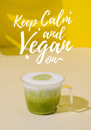 Vegan Lifestyle Concept with Green Smoothie in Glass Poster A3 – шаблон для дизайну