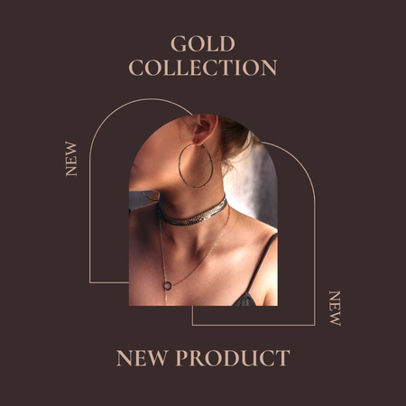 Новая золотая коллекция украшений для женщин Instagram – шаблон для дизайна