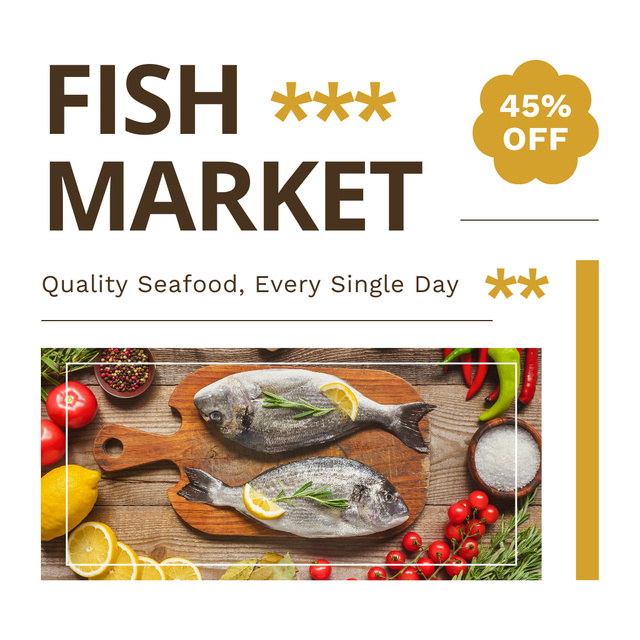 Ontwerpsjabloon van Instagram van Ad of Market with Delicious Fish