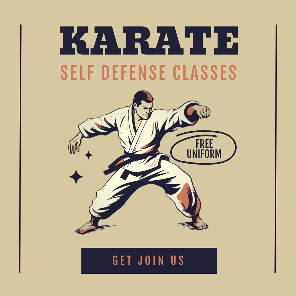 Platilla de diseño Karate Self-Defense Classes Instagram AD