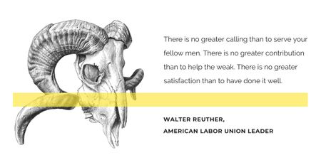 Volunteer Work Quote with animal Skull Image Modelo de Design