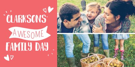 Collage with Family Day in Apple Orchard Image Design Template