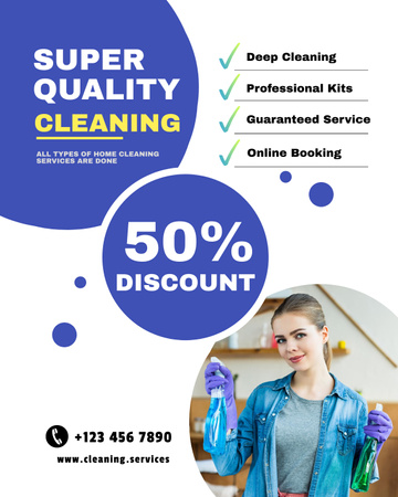 Budget-friendly Cleaning Services Offer In White Poster 16x20in Design Template