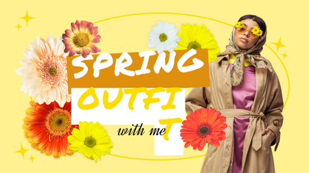 Designvorlage Frühlings-Outfit-Ideen mit stilvoller junger Frau für Youtube Thumbnail
