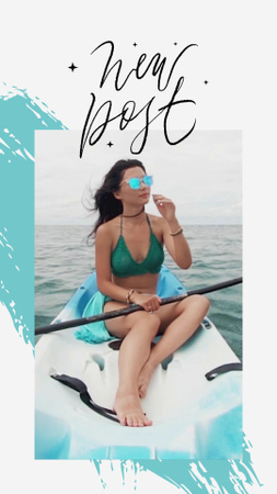 Young Woman on jetski in Sea TikTok Video Design Template