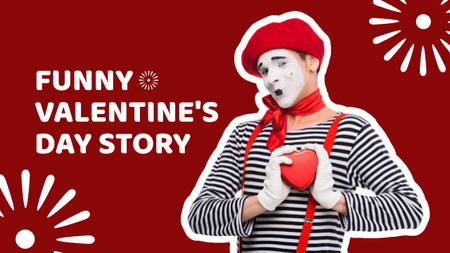 Zábavné příběhy na Valentýna s uměleckým pantomimou Youtube Thumbnail Šablona návrhu