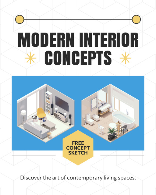 Ontwerpsjabloon van Instagram Post Vertical van Ad of Modern Interior Concepts