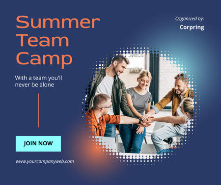 Summer Team Camp Announcement with People Facebook Design Template
