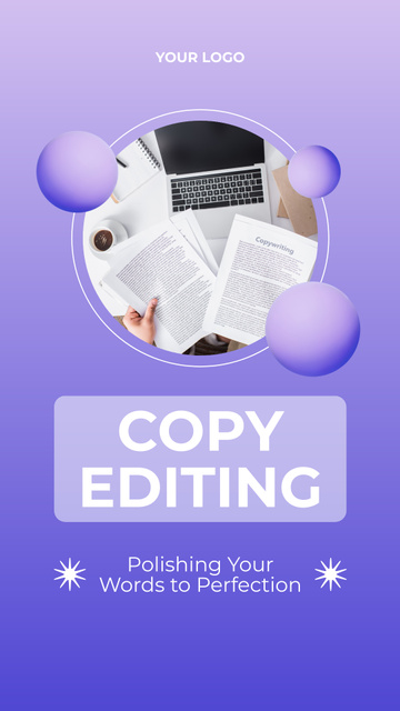 Designvorlage Expert Level Copy Editing Service Promotion für Instagram Story