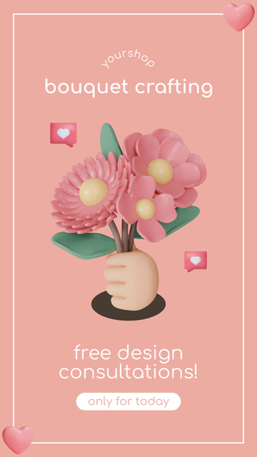 Designvorlage Free Florist Consultation on Bouquet Design für Instagram Story