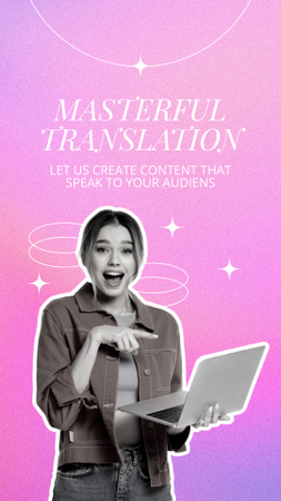 Serviço de tradução brilhante para diversos conteúdos Instagram Story Modelo de Design