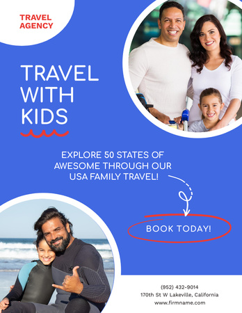 Tourist Trips in USA for Family Poster 8.5x11in Design Template