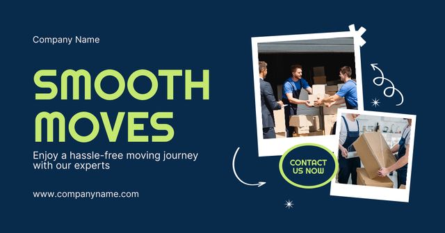 Platilla de diseño Ad of Smooth Moving Services with Men carrying Boxes Facebook AD