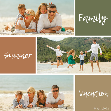 Template di design Summer Vacation of Family Green and Brown Instagram