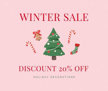 Winter Accessories Sale Announcement on Red Facebook Design Template