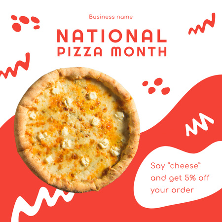 National Pizza Month Animated Post Design Template