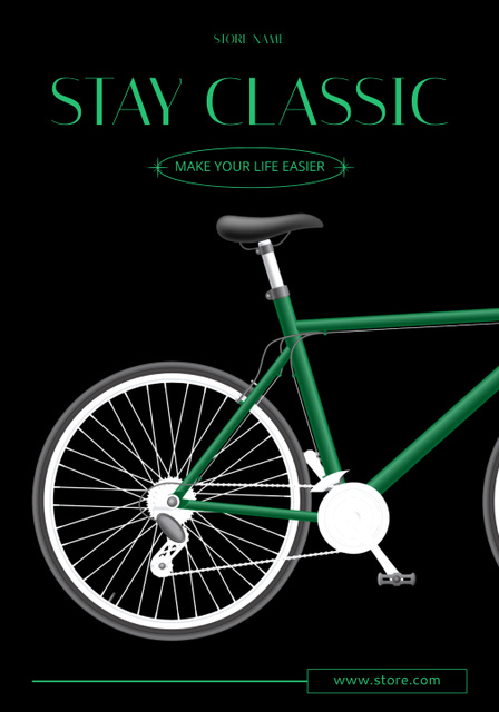 Sale Offer of Classic Bicycles on Black Poster 28x40in – шаблон для дизайну