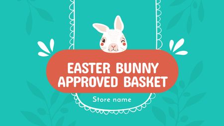 Easter Holiday Sale Announcement with White Bunny Label 3.5x2in Design Template