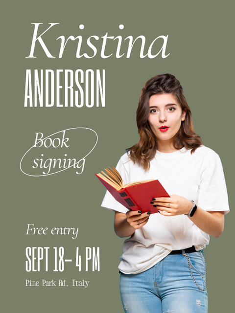 Free Entry to Book Signing Session Poster USデザインテンプレート