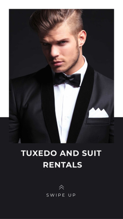 Fashion Ad with Handsome Man in Formal Suit Instagram Story Design Template