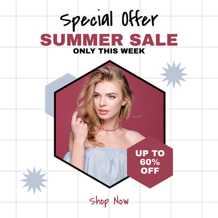 Weekly Summer Clothes Sale Offer Instagram Design Template