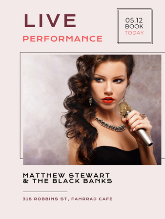Ontwerpsjabloon van Poster US van performance met prachtige zangeres