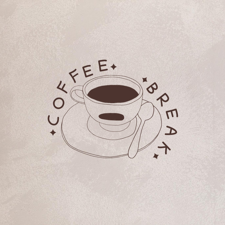 Coffee House Emblem with Sketch of Cup Logo 1080x1080px Πρότυπο σχεδίασης