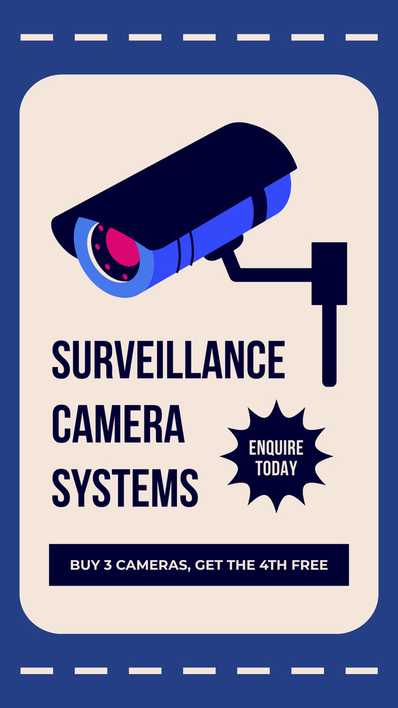 Designvorlage Surveillance Cameras and Systems Installation für Instagram Story