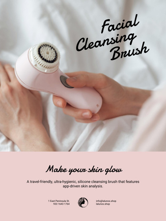 Special Offer with Woman applying Facial Cleansing Brush Poster US Design Template