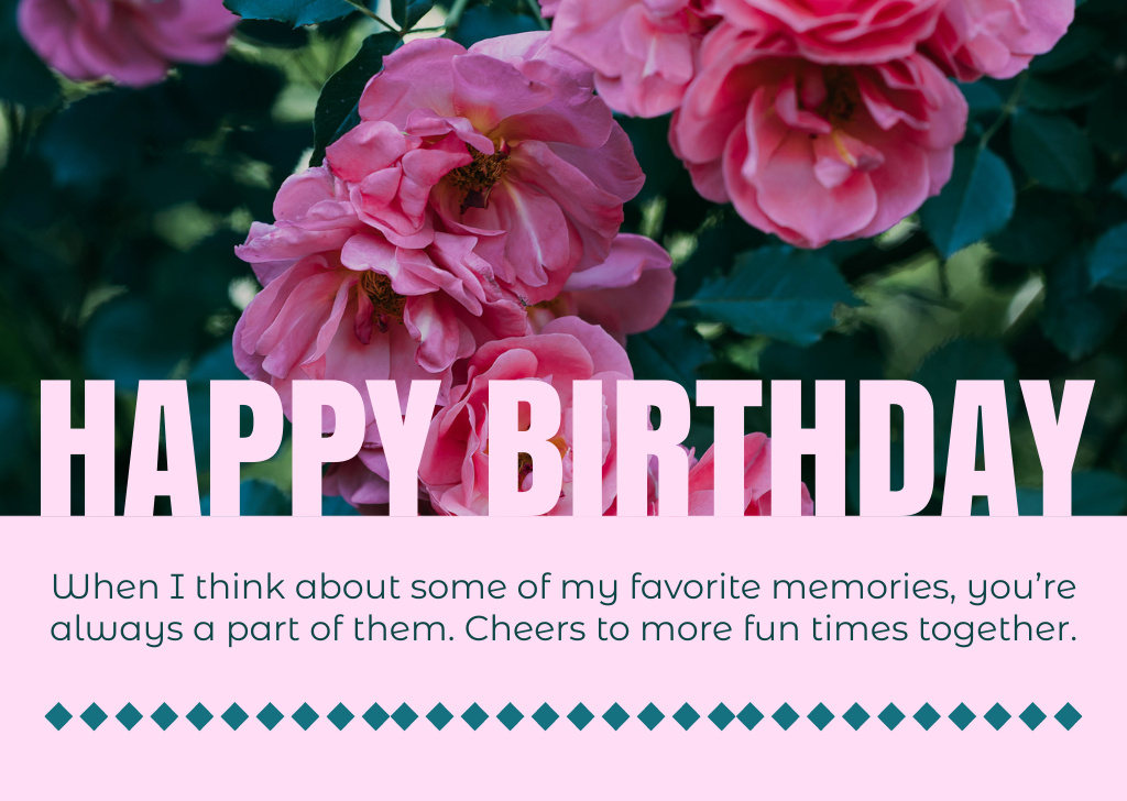 Template di design Happy Birthday Wishes with Beautiful Delicate Flowers Card