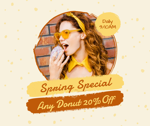 Special Spring Offer in Doughnut Shop Facebook Šablona návrhu