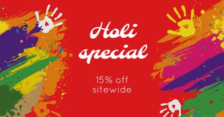 Holi Festival Special Offer with Hand Prints Facebook AD Design Template