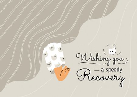 Template di design Get Well Wish with Cute Cat Face Card