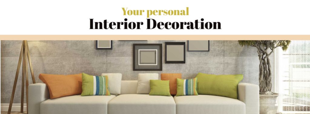 Template di design Interior decoration with Sofa in room Facebook cover