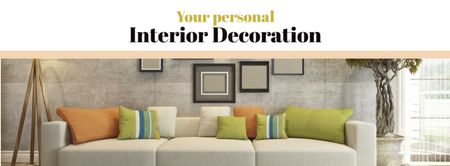 Interior decoration with Sofa in room Facebook cover Design Template