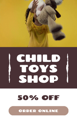 Discount Announcement with Little Cute Girl and Teddy Bear TikTok Video Design Template