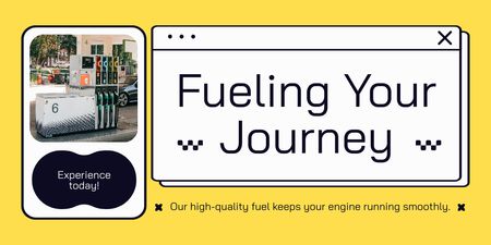 Offering Gas Station Services for Comfortable Jorney Twitter Design Template