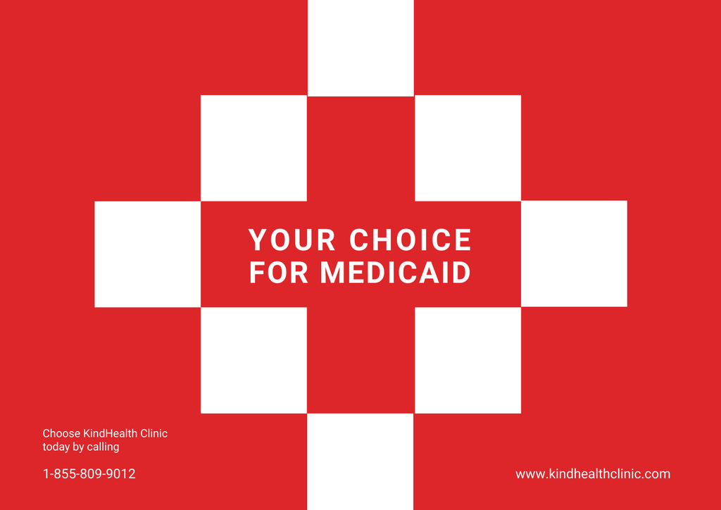 Red Medical Clinic Ad Poster A2 Horizontal Πρότυπο σχεδίασης