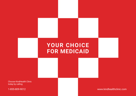Template di design Annuncio della clinica medica rossa Poster A2 Horizontal