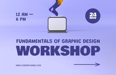 Fundamentals of Graphic Design with Illustration of Computer Flyer 5.5x8.5in Horizontal Design Template
