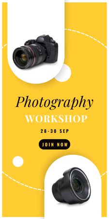 Photography Workshop Announcement With Lens Graphic Design Template