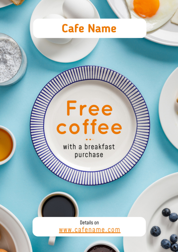Plantilla de diseño de Breakfast Menu Ad with Plates on Table Flyer A4 