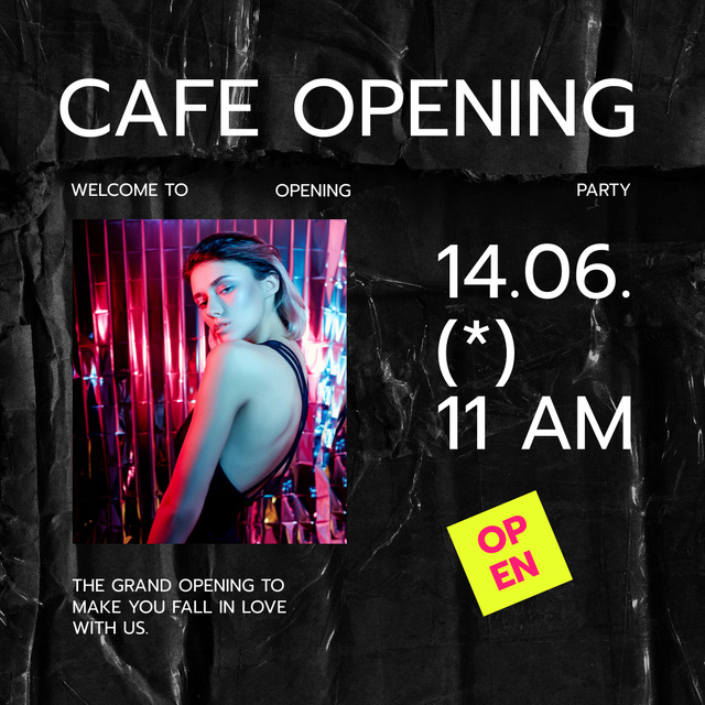 Cafe or Bar Opening Announcement Instagram Tasarım Şablonu