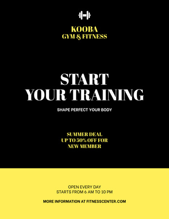 Motivational Advertising Fitness Center Flyer 8.5x11in Šablona návrhu