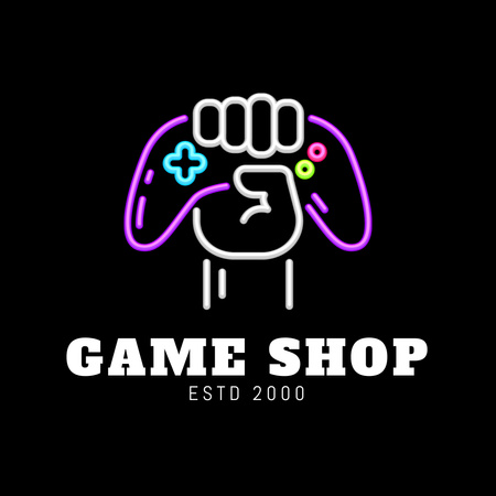 Gaming Club Ad with Gamepad in Black Logo Design Template
